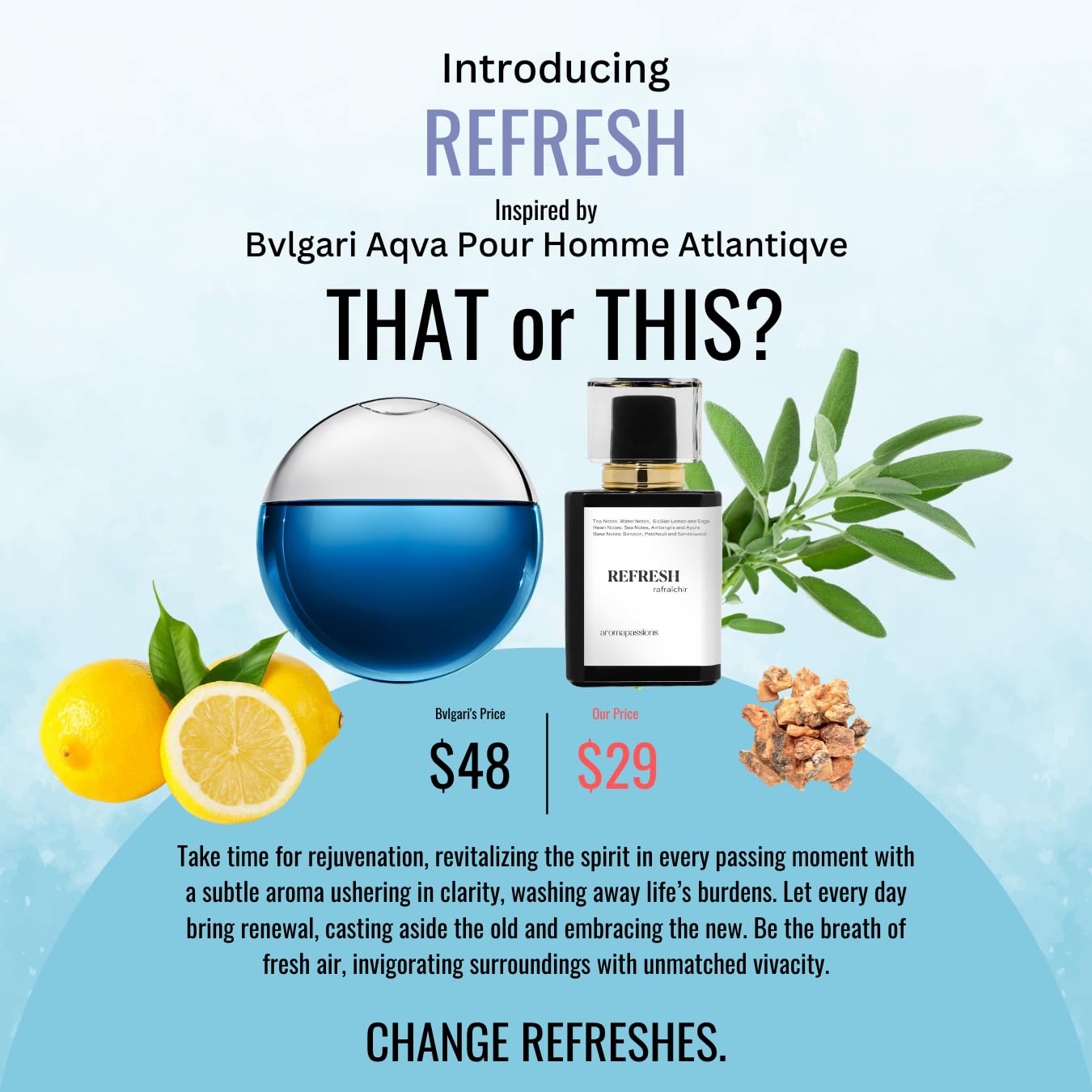Amazon.com : REFRESH | Inspired by BVLG AQVA POUR HOMME ATLANTIQVE